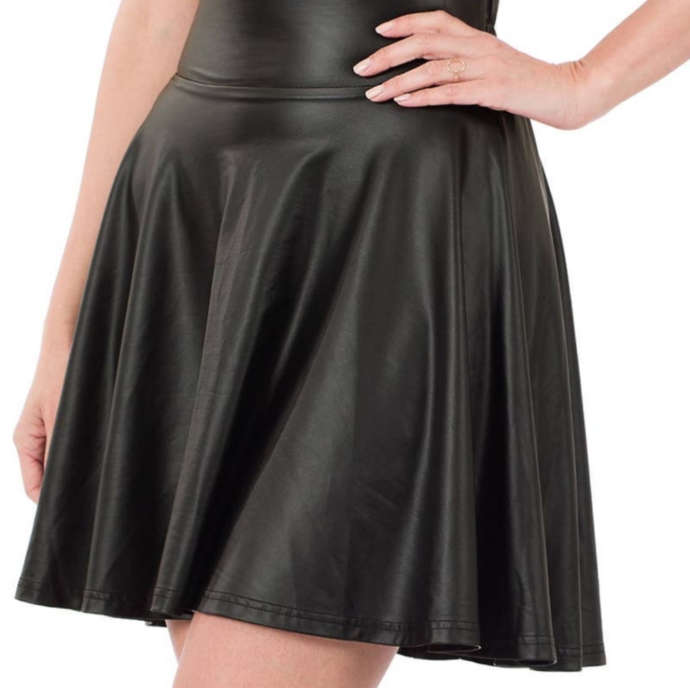 Zenana Vegan Leather Skater Skirt